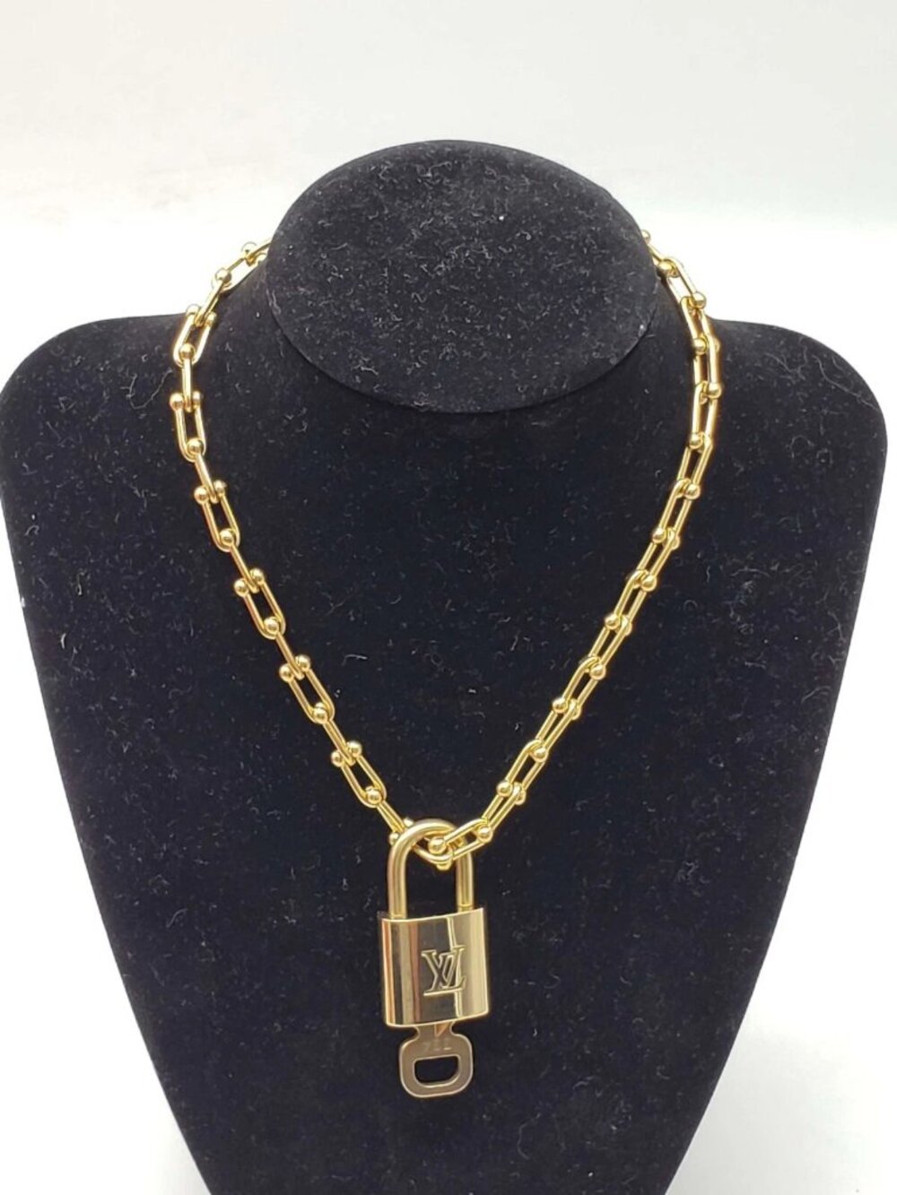 Gold-Plated Necklace with Authentic Louis Vuitton Padlock